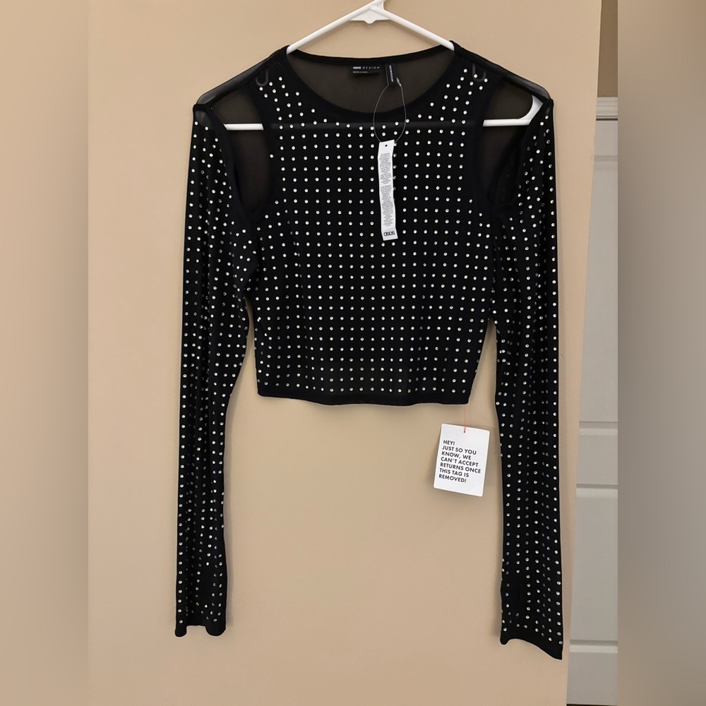 ASOS Black Studded Top - Size 8 (M)